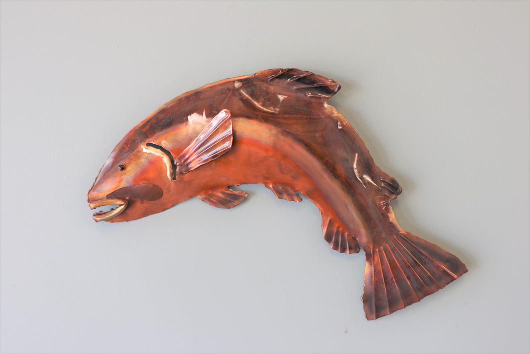 Copper Trout Jumping Wall Art