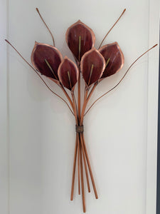 Five copper lilies artwork